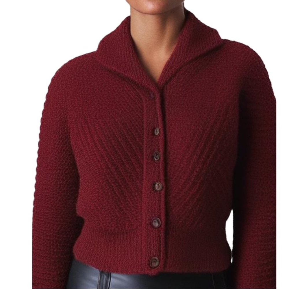 Elegant Burgundy Cardigan Sweater